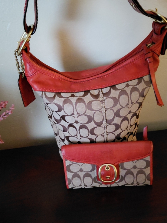 Coach Handbags - Coach Bleecker Signature Duffle Bag 11437 & Bleeker Wallet Tattersall Lining